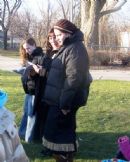 Saying the Bircas HaChamah (Sun Blessing) in the park.
