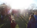 Saying the Bircas HaChamah (Sun Blessing) in the park.
